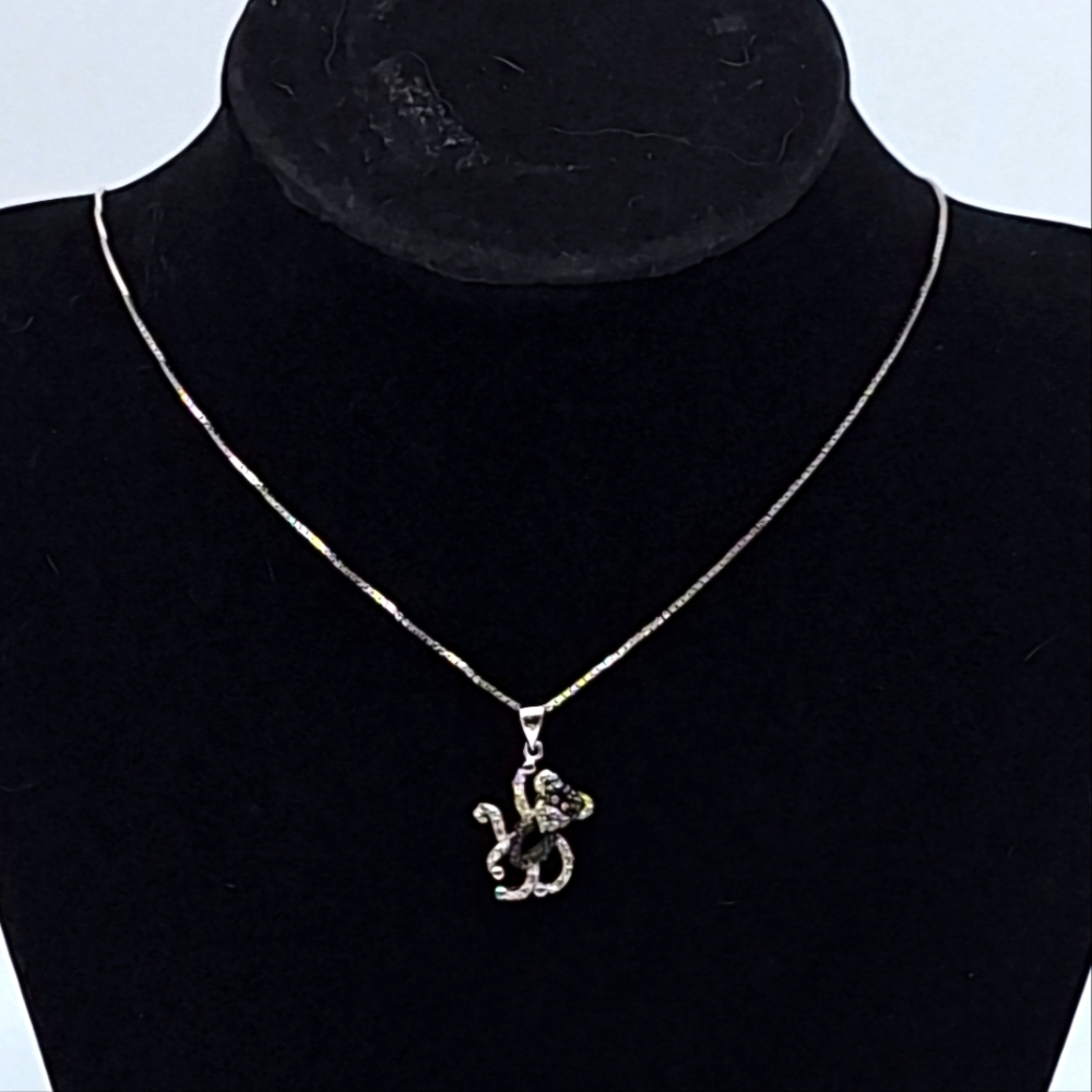 Sterling Silver Monkey Pendant‎ with Diamonds MB